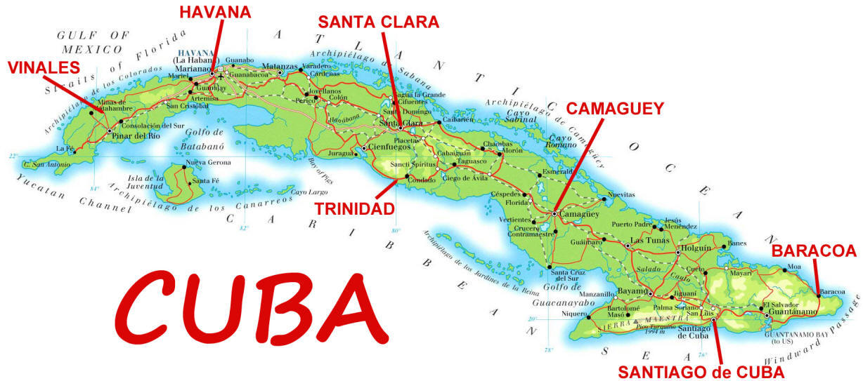 Столица кубы на карте. Географическая карта Кубы. Куба на карте. Куба туристическая карта.